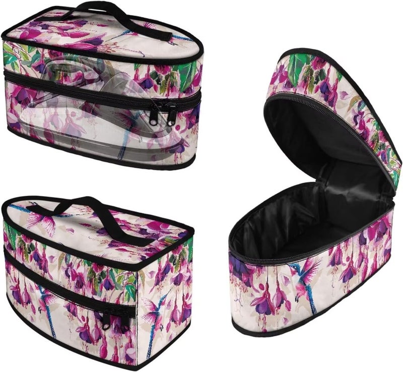Goncariar Iron Storage Case, Lightweight Foldable Steam Iron Case Bag, Floral Hummingbird Irons Carrying Storage Bag - Dustproof & Easy to Carry - Image 1